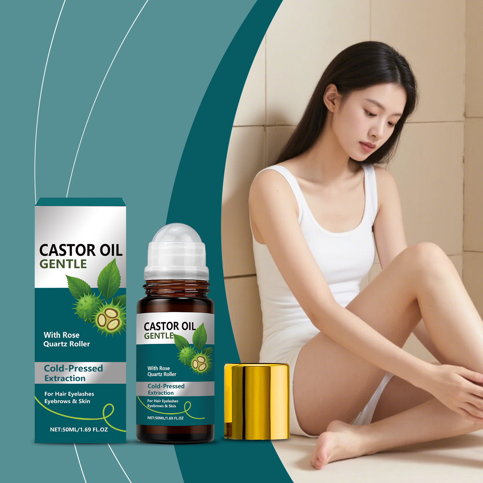 Castor Oil Nourishing Roller Essential Oil Moisturizing Body Caring Muscle Hair Care Multi Area Applicable Essence Essential Oil
