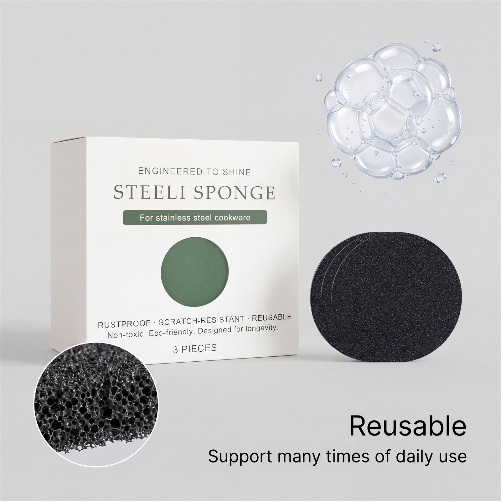 Stainless Steel Special Sponge Pot Descaling Non Scratch Household Pot Brush Magic Kitchen Cleaning Helper Tool