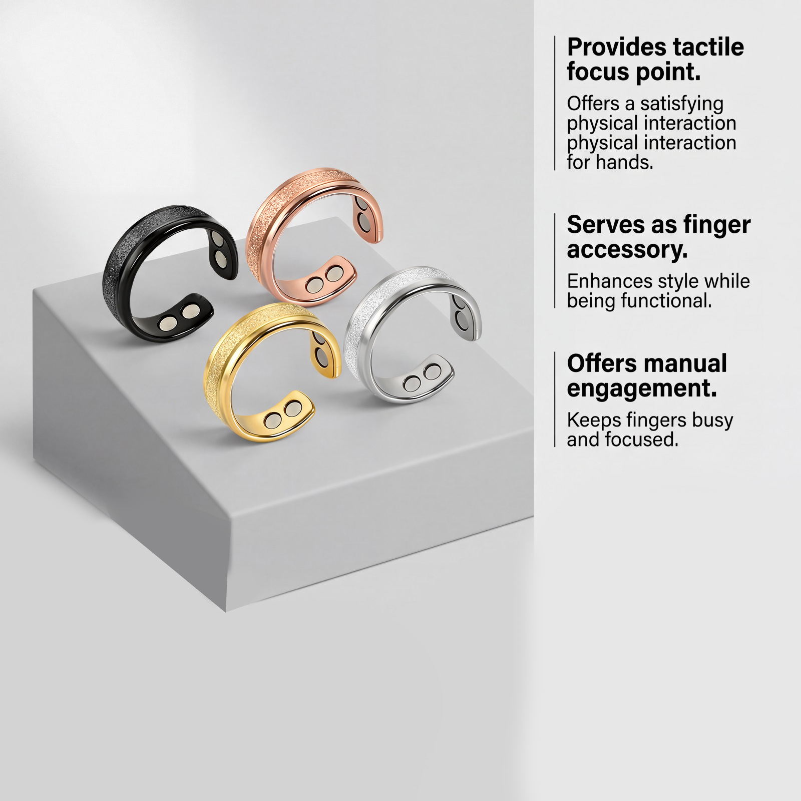 Magnet Ring Matte Gloss Simple Versatile Fashion Open Design Daily Matched Ring Multiple Color Optional