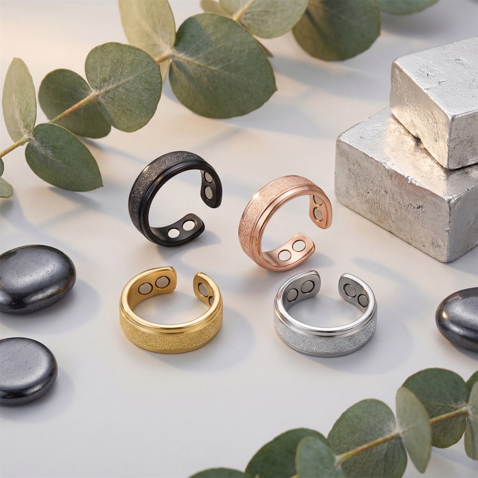 Magnet Ring Matte Gloss Simple Versatile Fashion Open Design Daily Matched Ring Multiple Color Optional