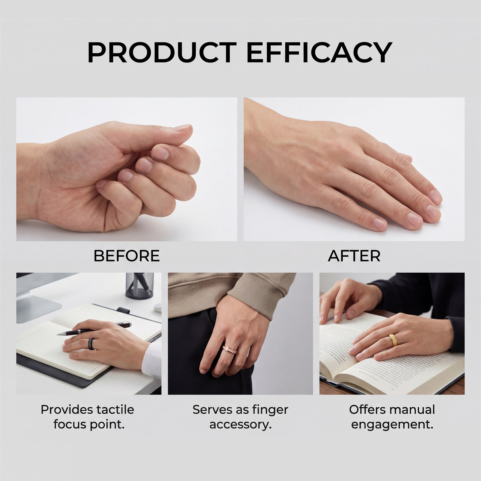 Magnet Ring Matte Gloss Simple Versatile Fashion Open Design Daily Matched Ring Multiple Color Optional