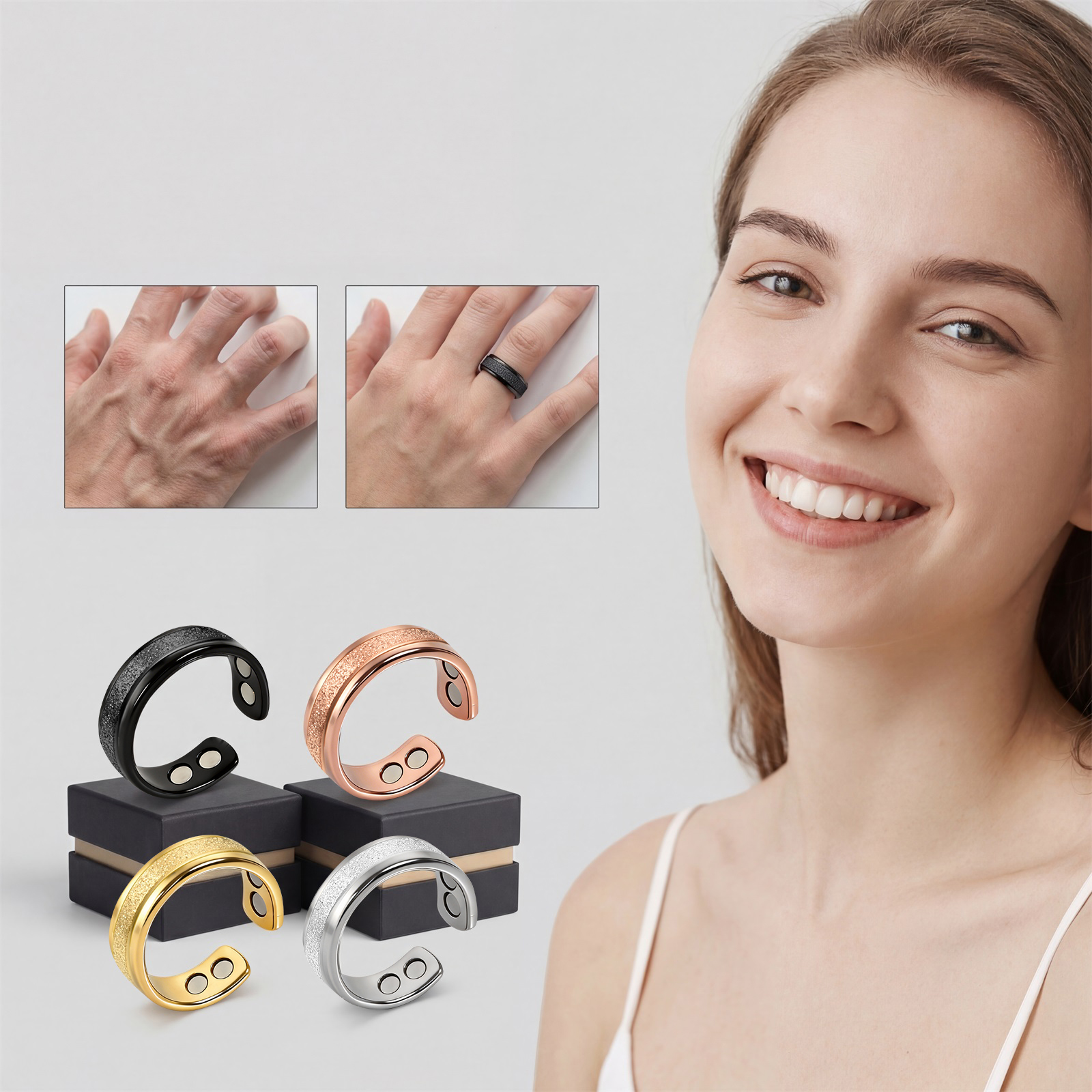 Magnet Ring Matte Gloss Simple Versatile Fashion Open Design Daily Matched Ring Multiple Color Optional