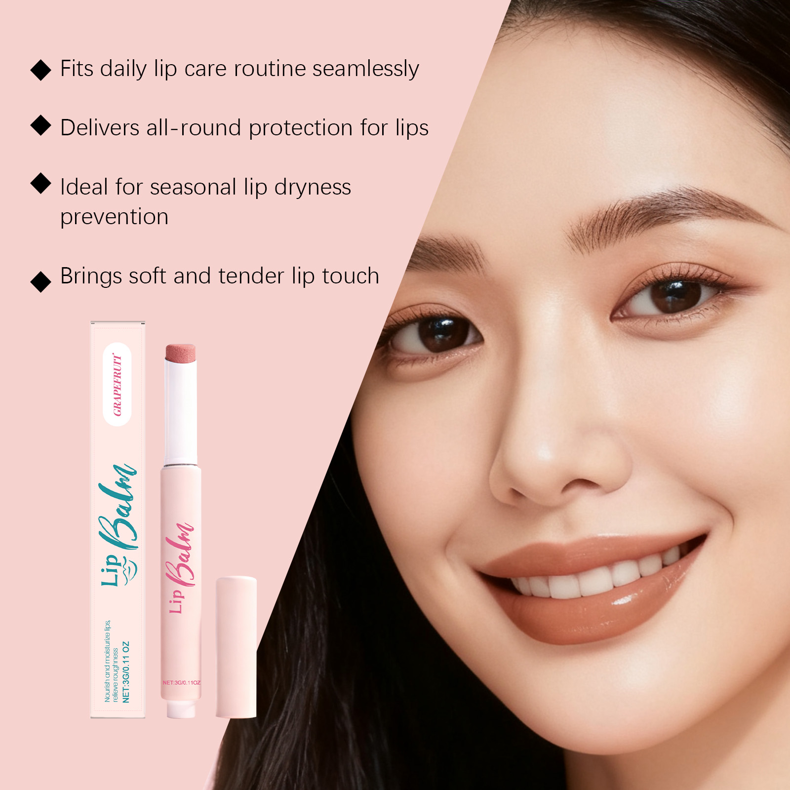 (Lavender) Multi Effect Moisturizing Lip Balm Nourish Lip Skin Hydrate Tender Delicate Daily Convenient Lip Care