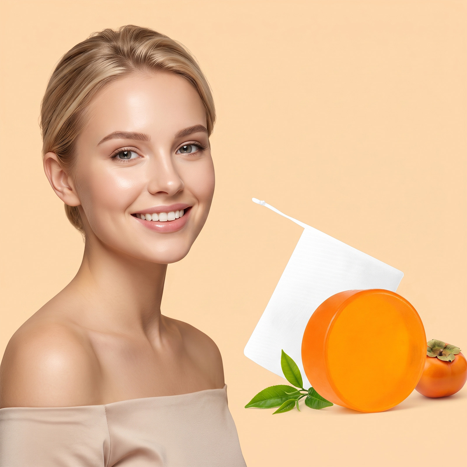Persimmon Cleansing Soap Mild Foam Gentle Clean Daily Moisturize Body Skin Delicate Fresh Remove Odor