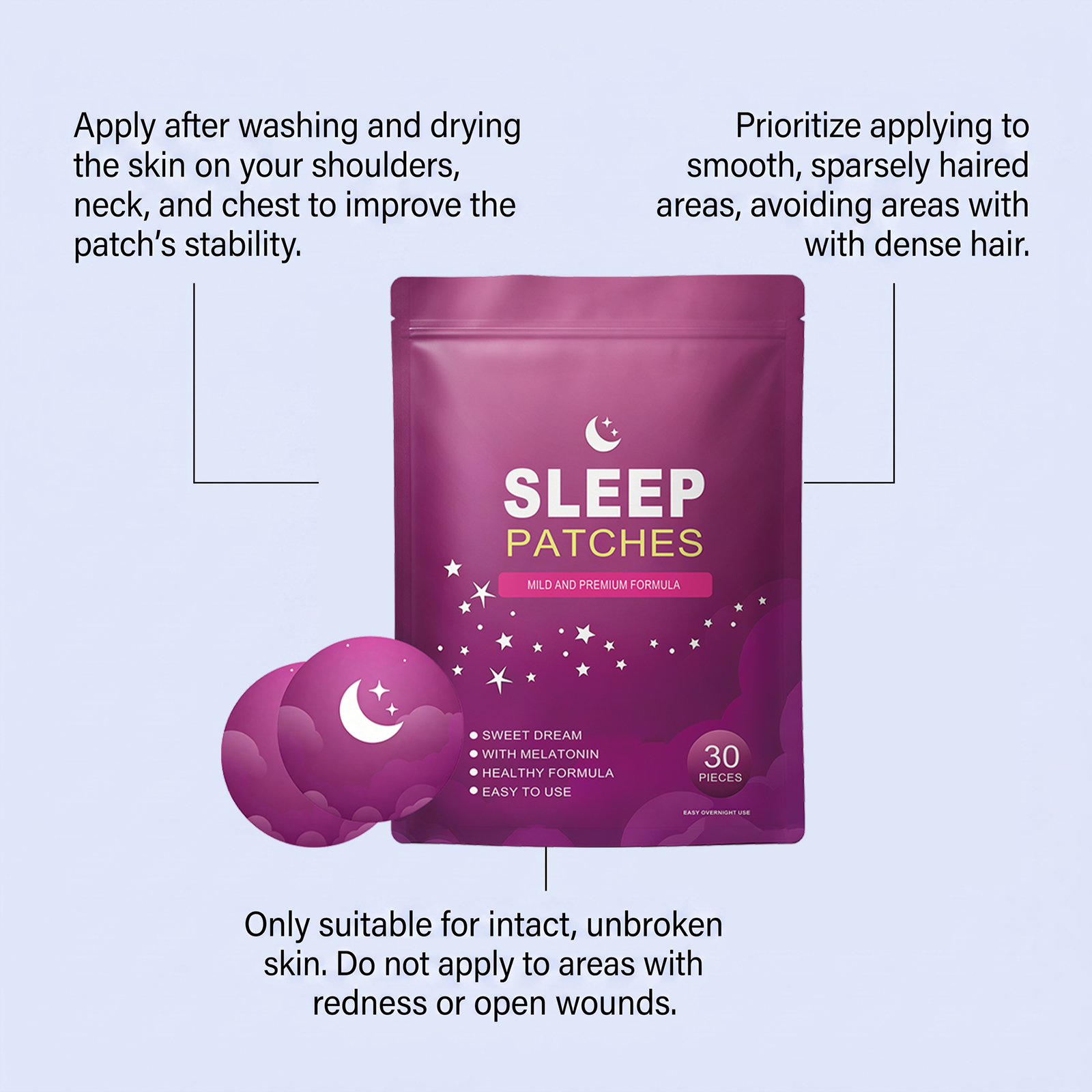Sleep Relax Patch Thin Skin Friendly Scent Slow Release Portable Mild Wear All Night Sticker