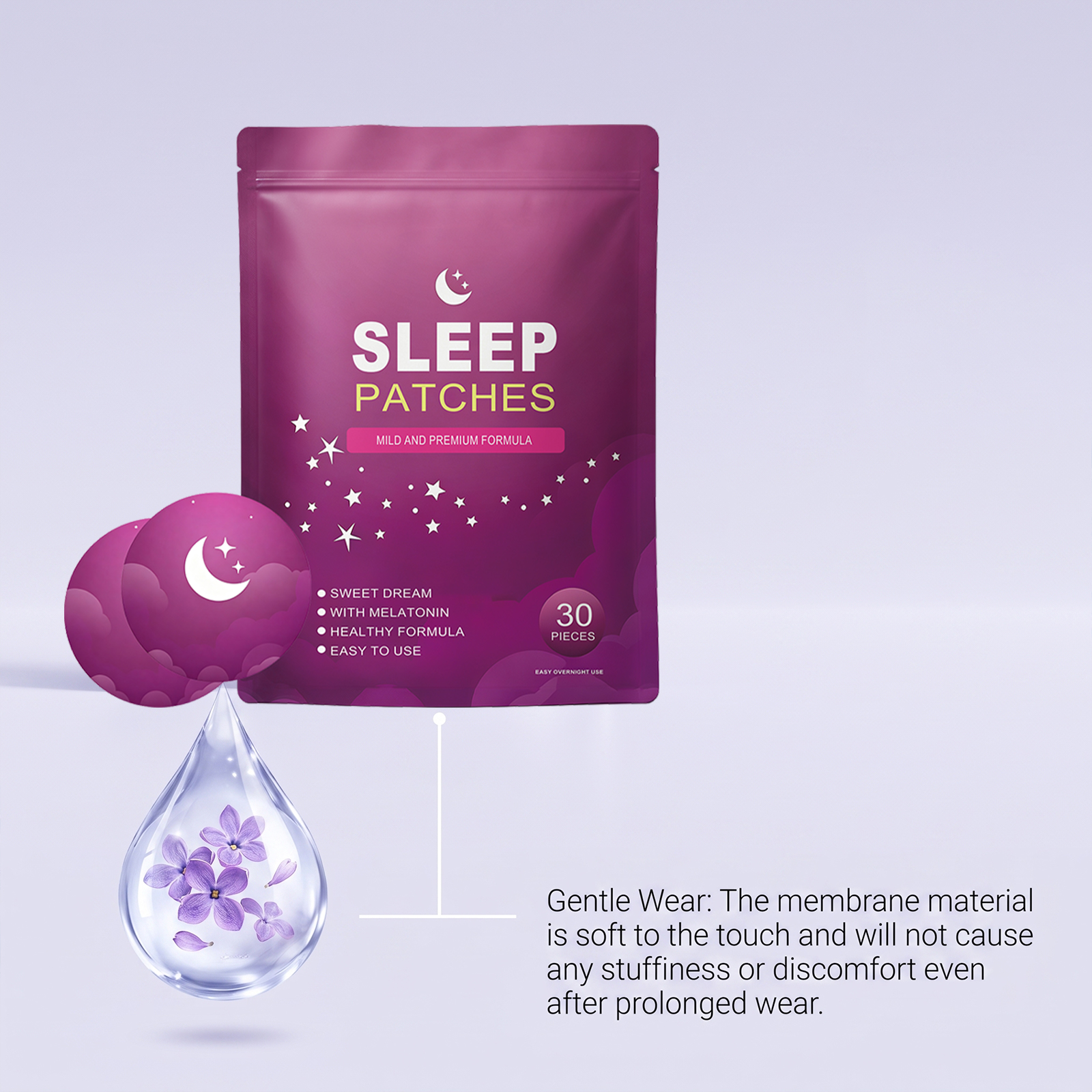 Sleep Relax Patch Thin Skin Friendly Scent Slow Release Portable Mild Wear All Night Sticker