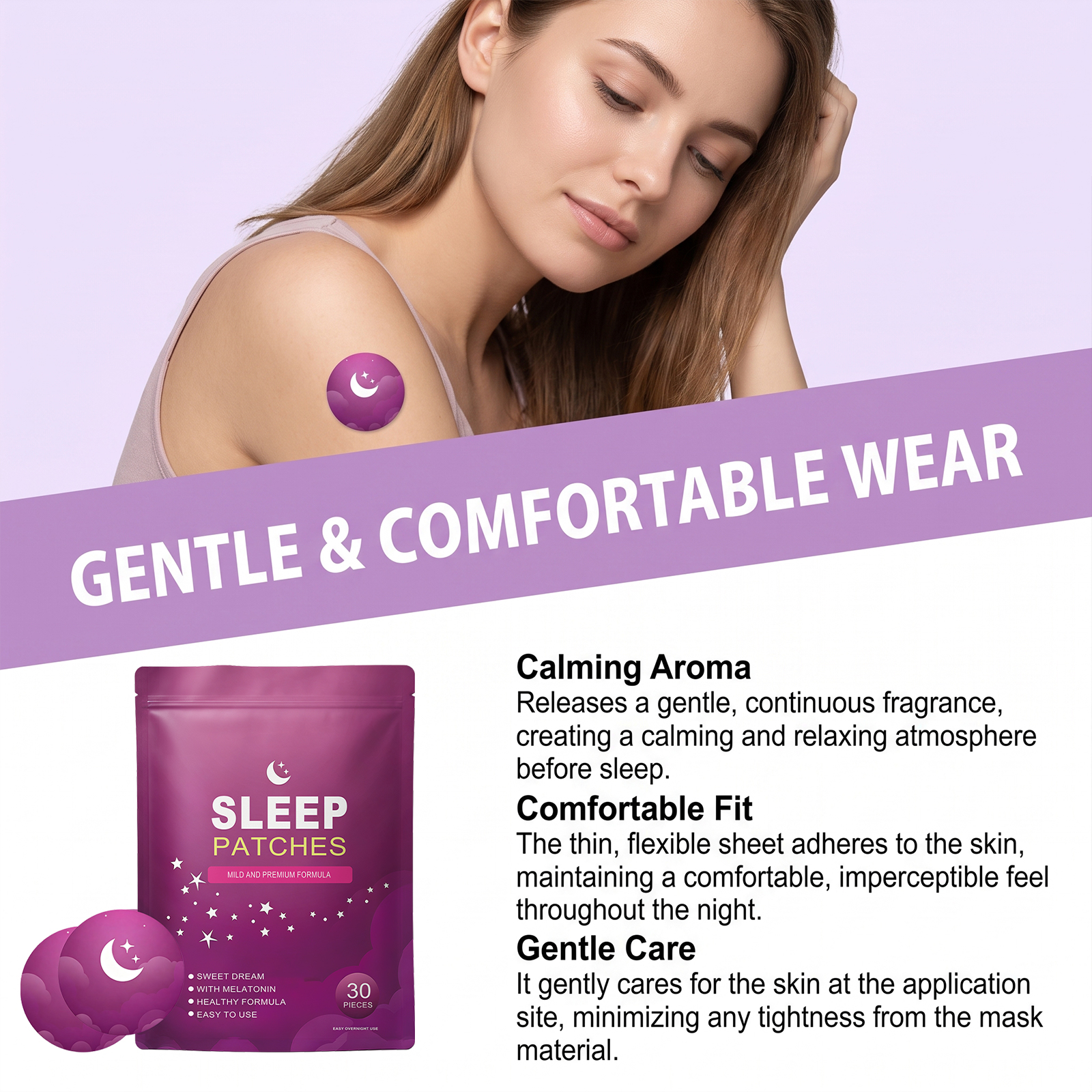 Sleep Relax Patch Thin Skin Friendly Scent Slow Release Portable Mild Wear All Night Sticker