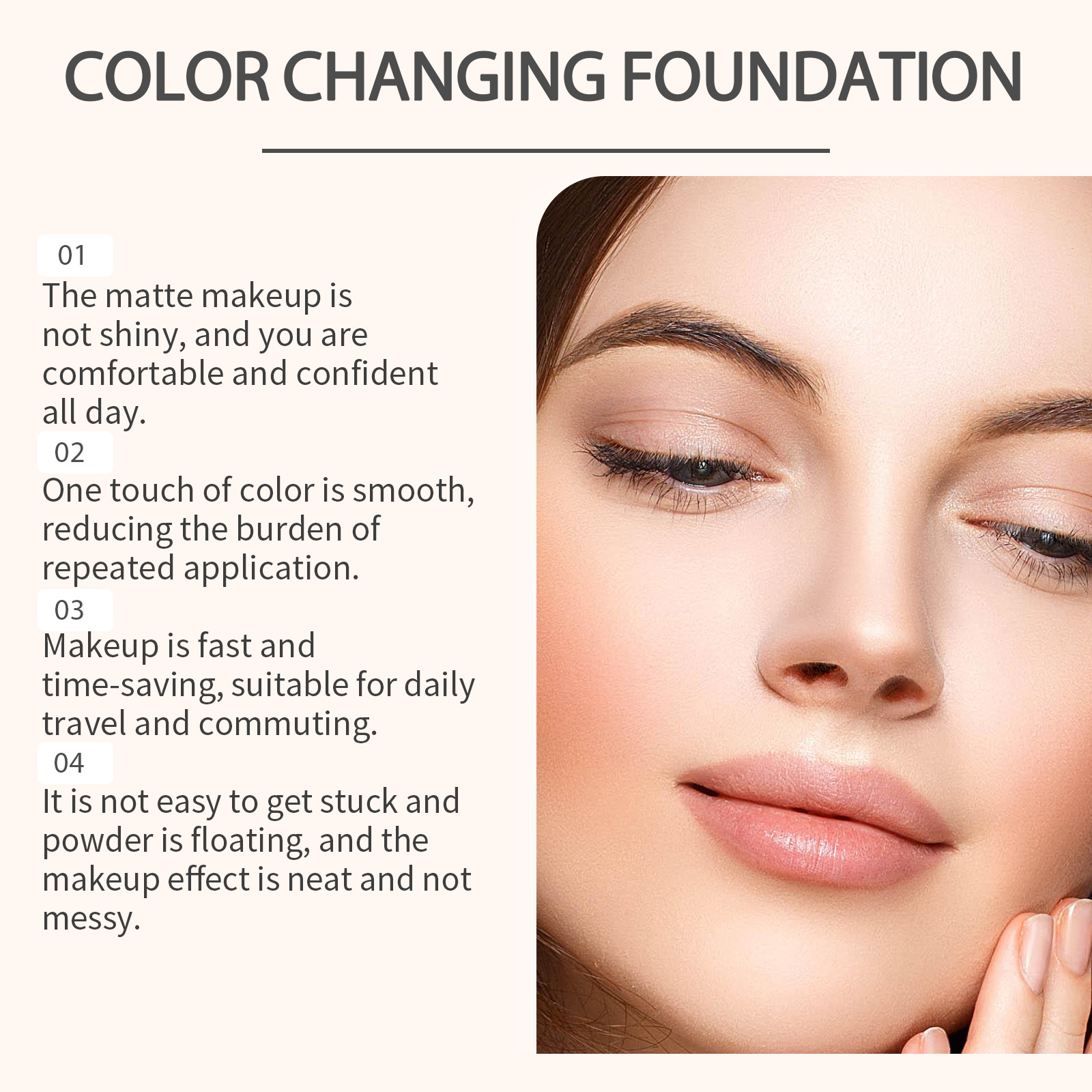 Temperature Sensitive Color Changing Foundation Deep Skin Tone For Daily Facial Makeup Application