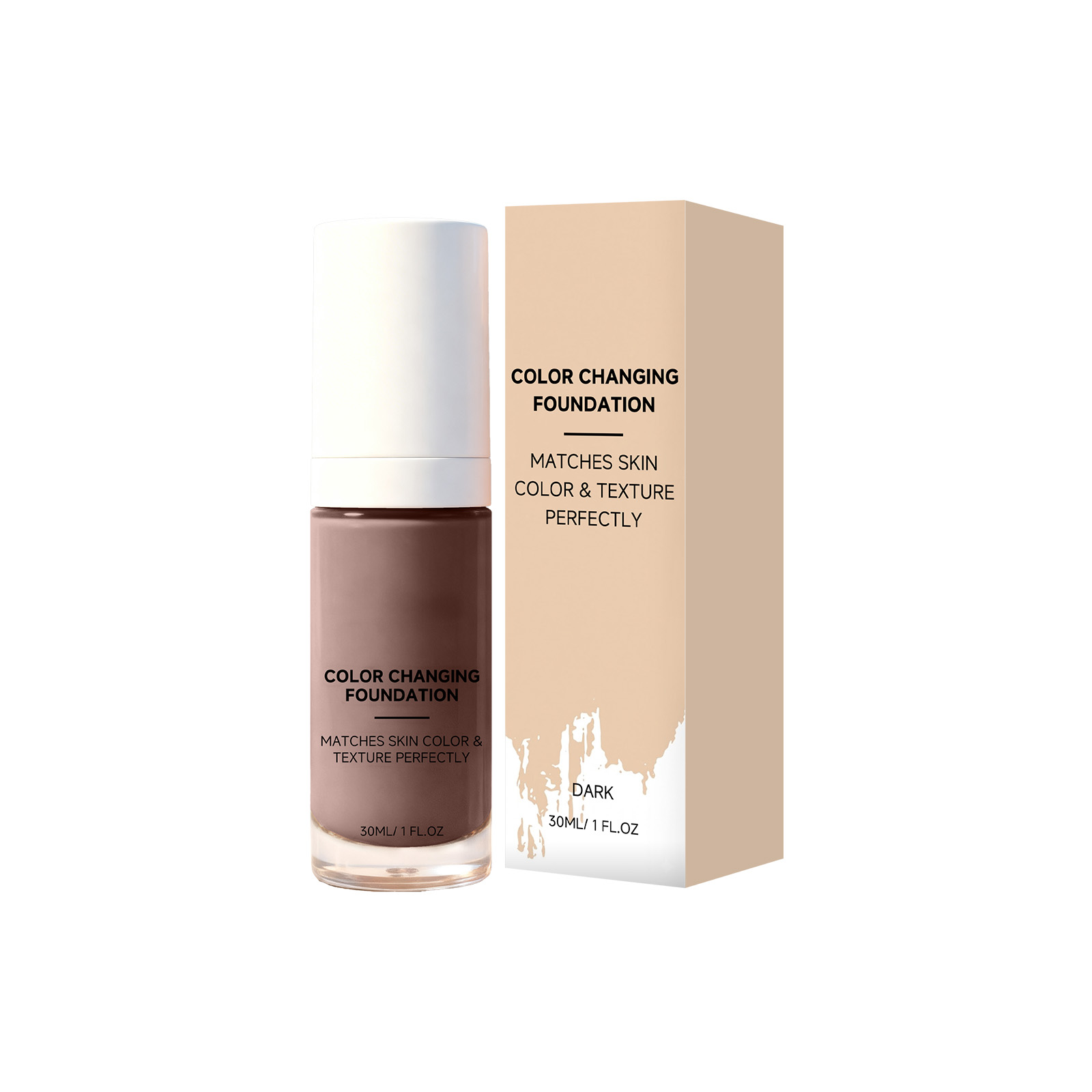 Temperature Sensitive Color Changing Foundation Deep Skin Tone For Daily Facial Makeup Application