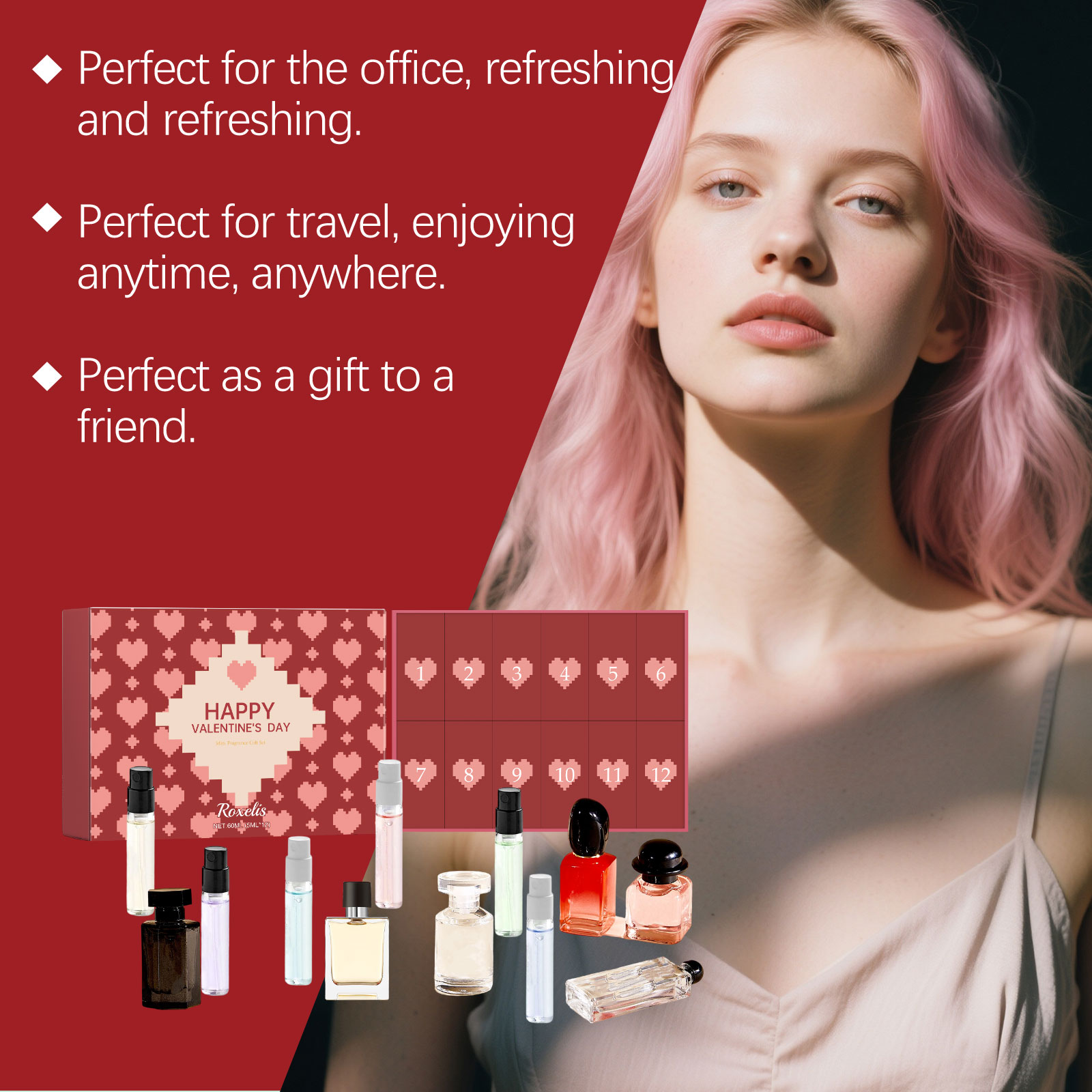 Roxelis Heart Dream Fragrance Mini Gift Box Natural Fresh Long Lasting Elegant Light Scent Daily Couple Date