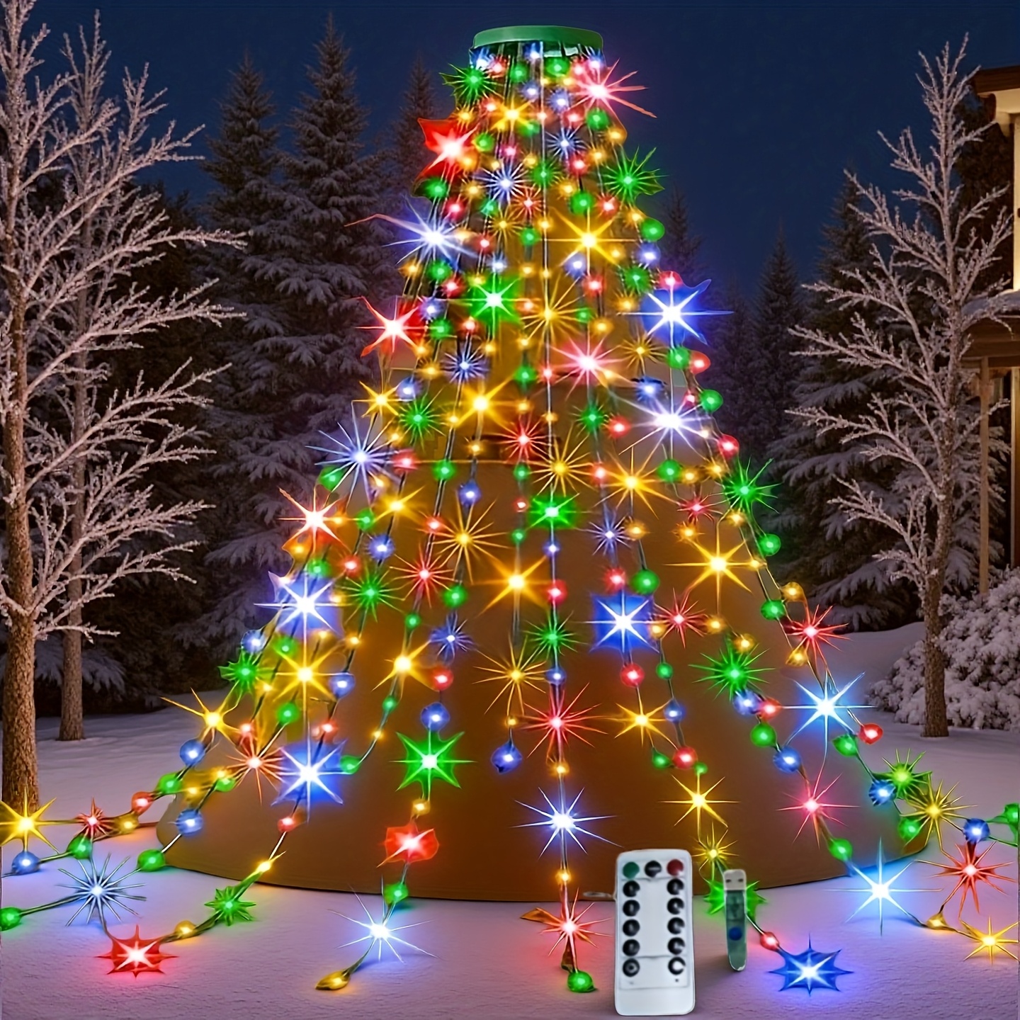 Christmas Tree Lights 400 LEDs USB Powered with Remote Control 8 Modes Indoor Outdoor Tree Top Circle Decoration