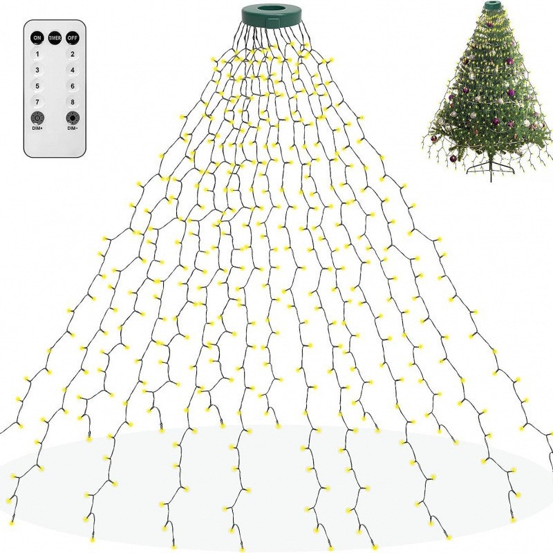 Christmas Tree Lights 400 LEDs USB Powered with Remote Control 8 Modes Indoor Outdoor Tree Top Circle Decoration