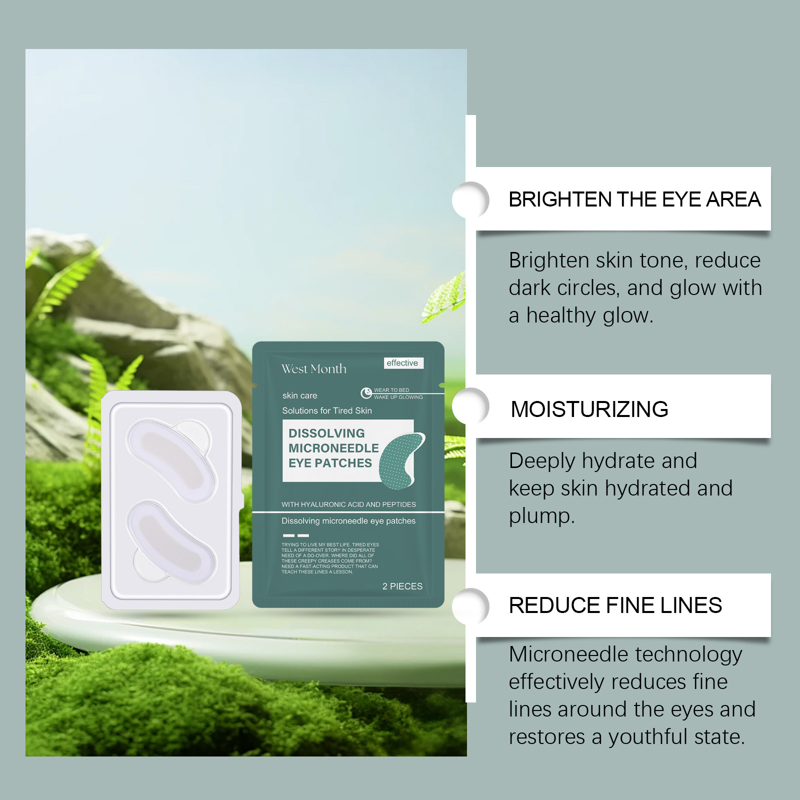 Hyaluronic Acid Eye Mask Brightening Moisturizing Fine Line Reduction For Under Eye Care And Puffiness Relief