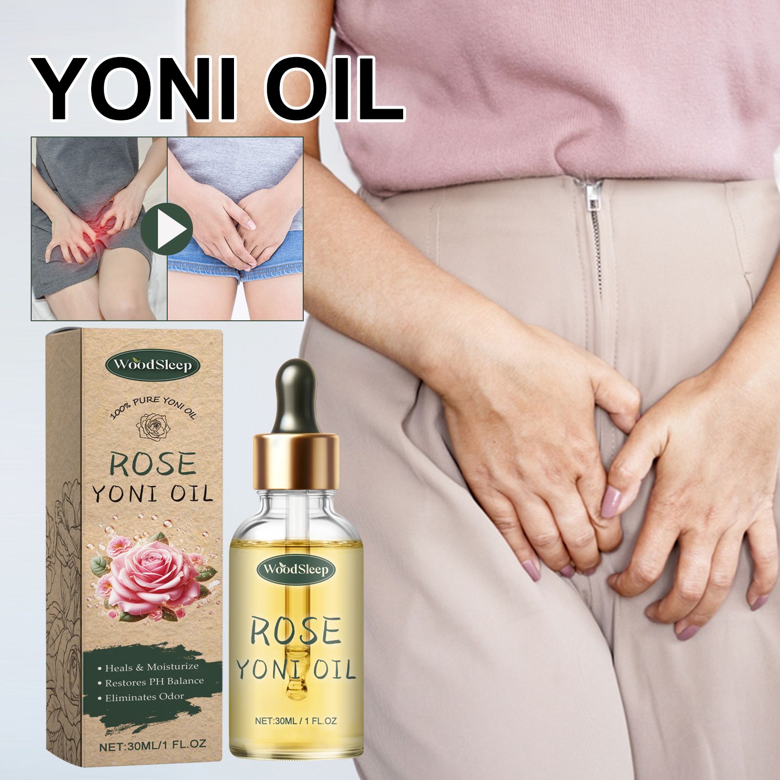 Rose Intimate Care Oil For Women Gentle Soothing Moisturizing Odor Control Daily Personal Care 30ml