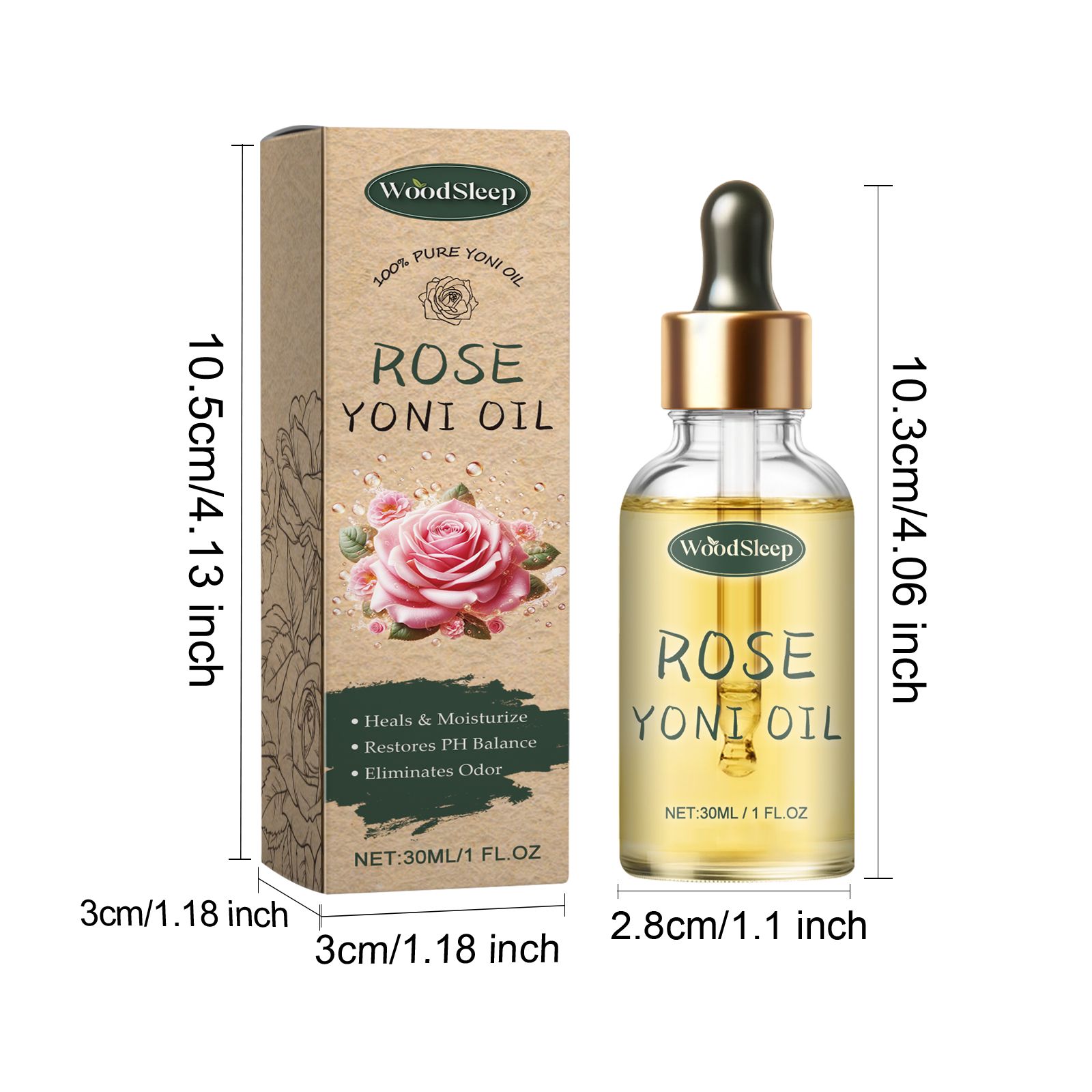 Rose Intimate Care Oil For Women Gentle Soothing Moisturizing Odor Control Daily Personal Care 30ml