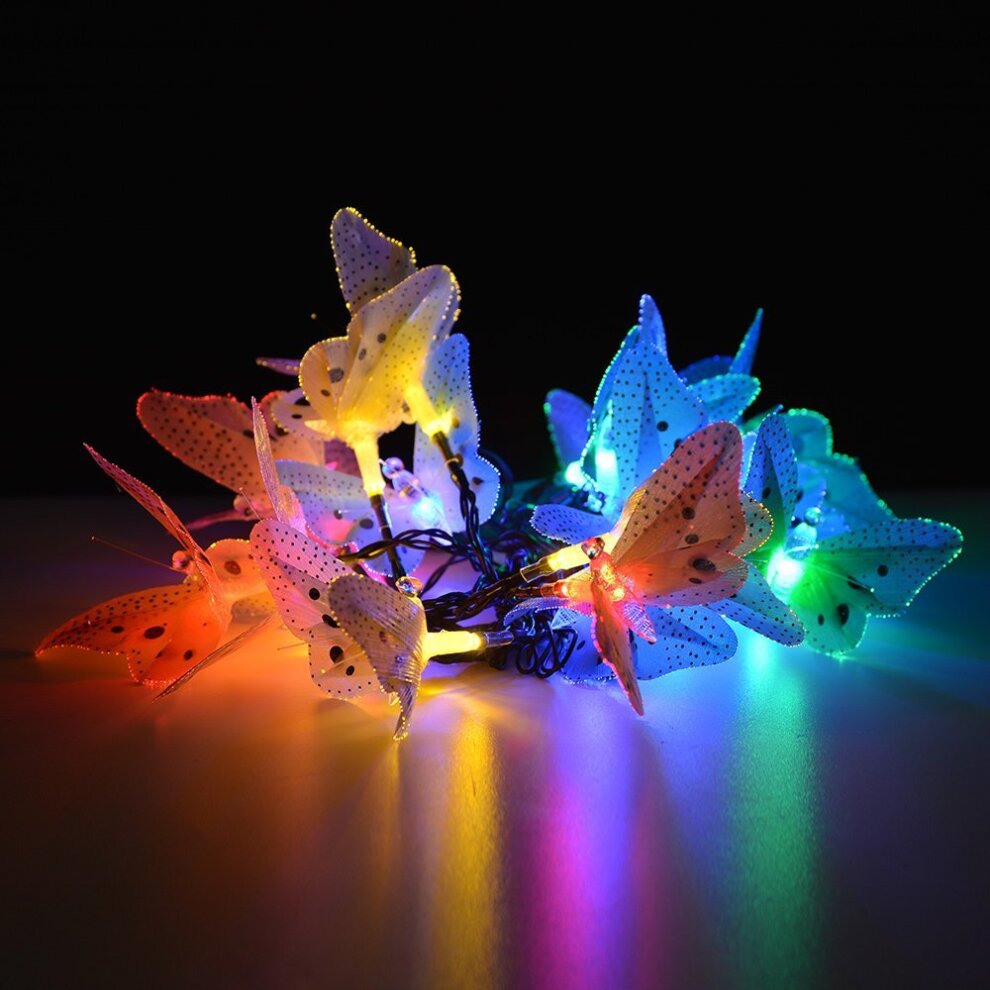Solar Powered Butterfly Fiber Optic Fairy String Lights Waterproof Christmas Outdoor Gar