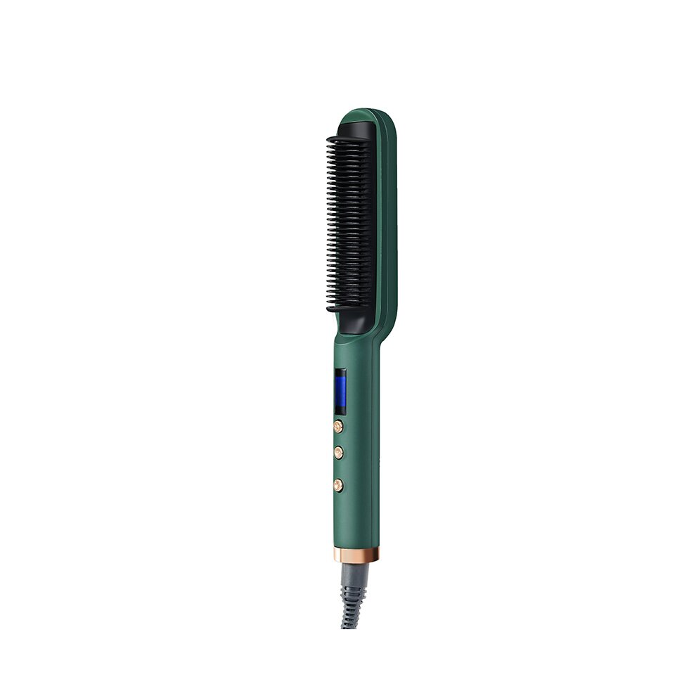 (Green ) Negative ion Electric Hair Straightener Curler Lazy Comb Brush