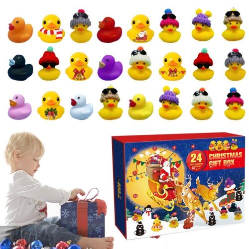 Christmas Advent Calendar with 24 Rubber Mini Ducks Toys 2022 24 Days Xmas Countdown Calendar Holiday Party Favors Decorations for Kids Adults Stress Relief and Anxiety Blind Box Xmas Presents Gift