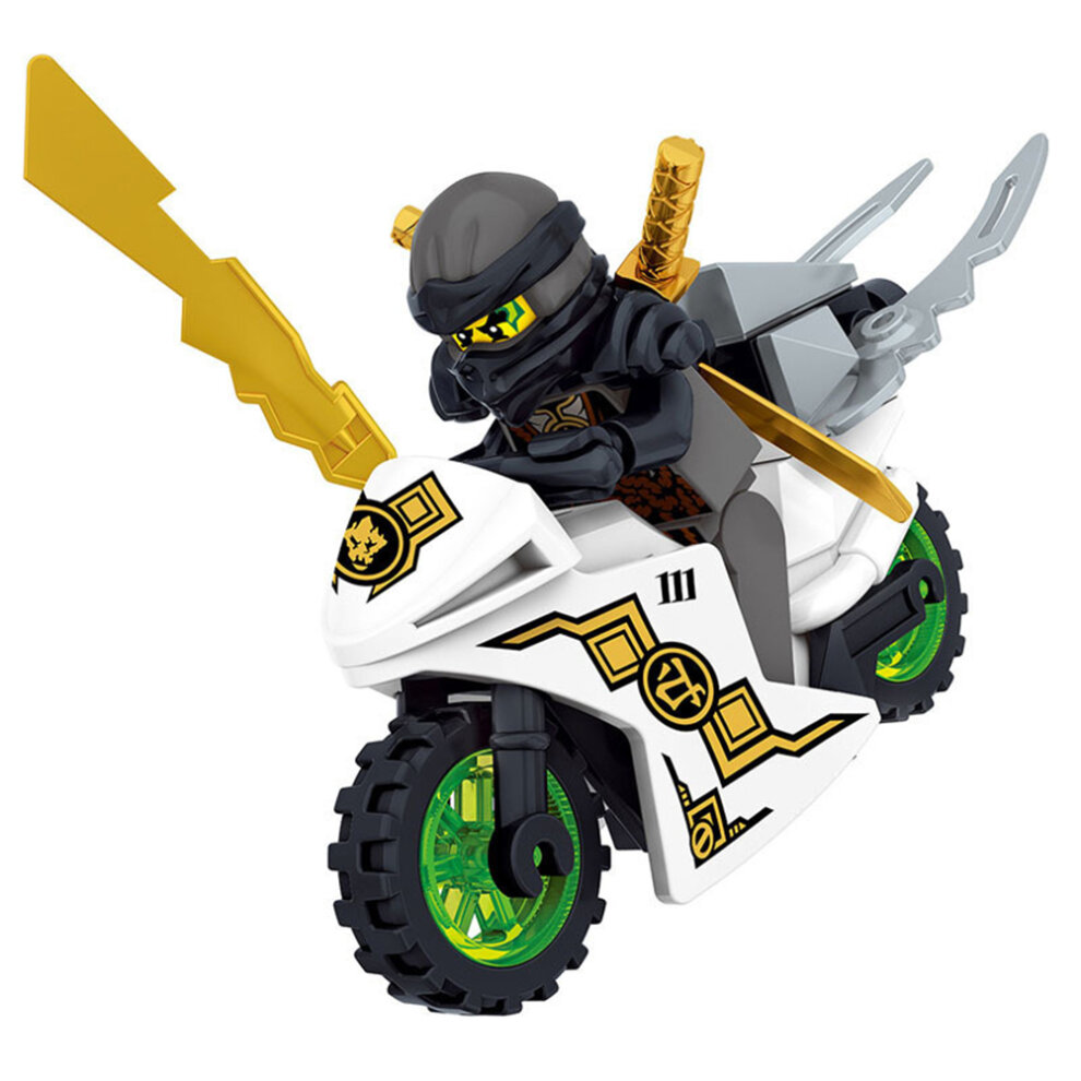 Ninja Minifigures Sets 8pcs Ninjago Motorcycle Action Figure Kits Building Blocks Toys for Boys and Girls Games Collection Adult Children Gifts Party Supplies Carnival Prizes