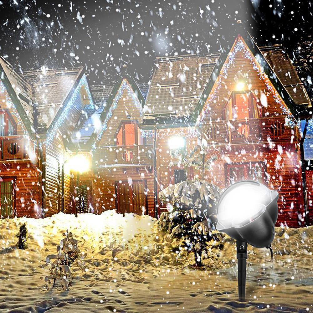 Christmas Projector Light LED Snowfall Light Rotating White Snowflake Waterproof with Wireless Remote Outdoor Indoor Use Holiday Xmas Halloween Party Wedding Patio Garden Decoration