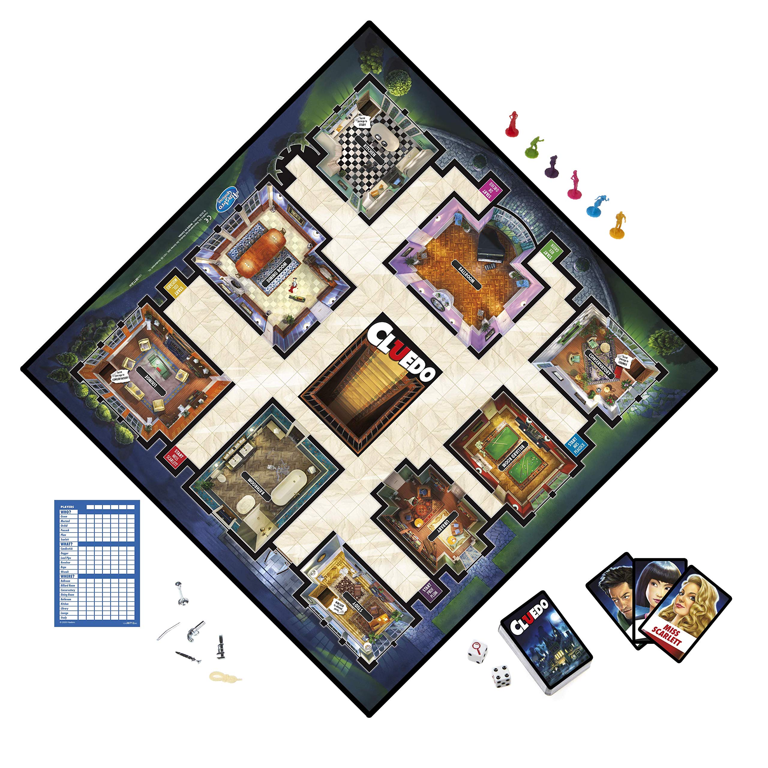 Gaming Cluedo the Classic Mystery Board Game 2-6 Players Clue Card Toys Entertainment Family Party Game Interesting Table Games for Adult Children Ages 8 and up