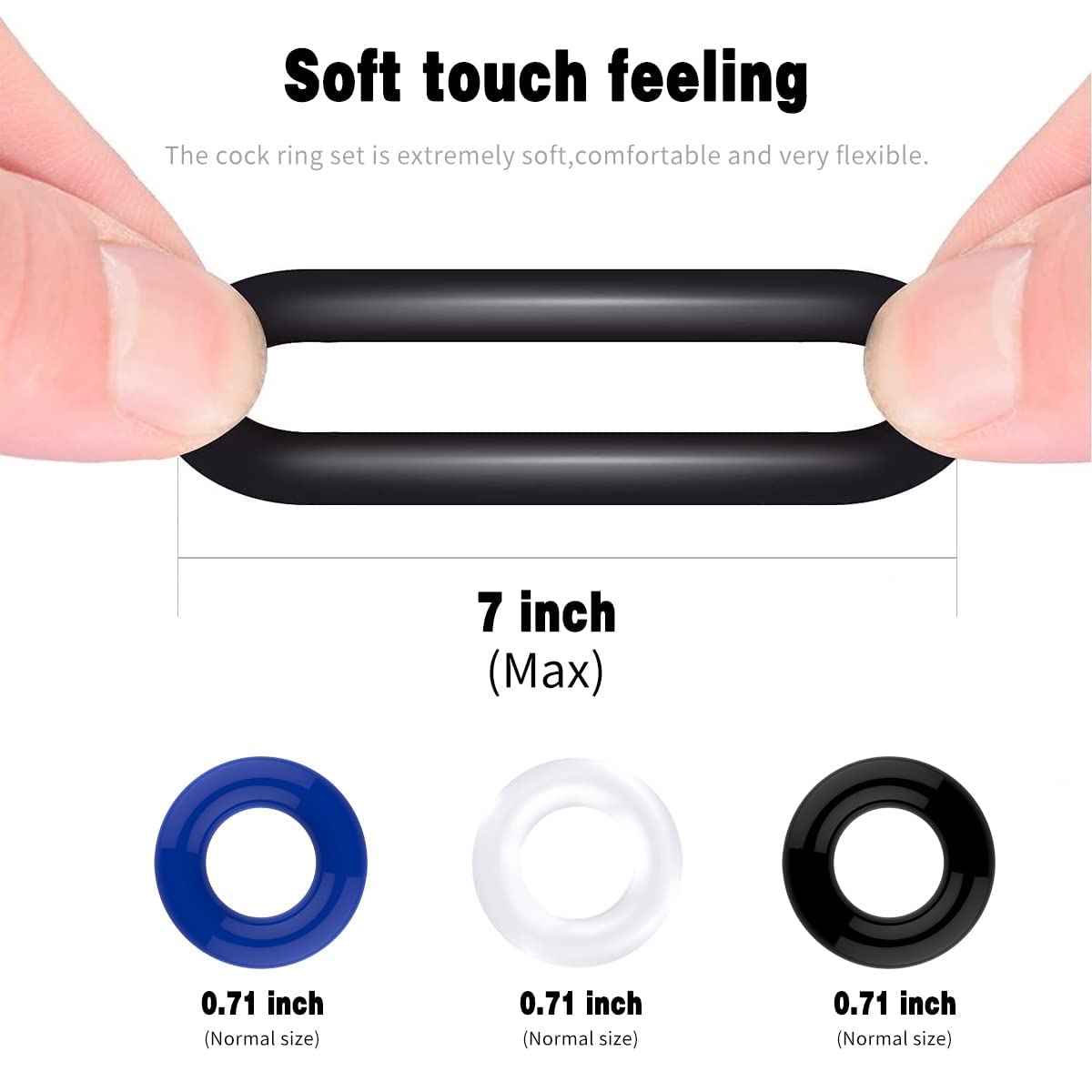 Cock Ring Adult Sex Toys for Male Longer Lasting Erection Enhancing Couples Sexual Pleasure Personal Massage 3PCS