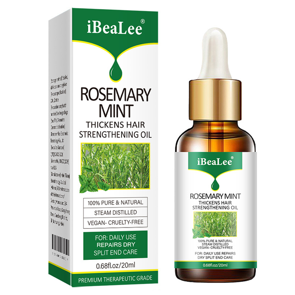iBeaLee Rosemary Mint Hair Care Essential Oil Hair Strengthening Oil Thick Hair Growing Essence Serum Hair Treatments 20ml