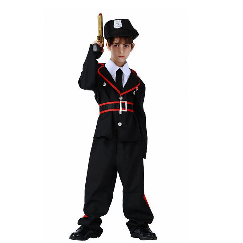 (110~120cm) Police Costume Outfit Set for Halloween Dress Up Party Carnival Cosplay Themed Parties