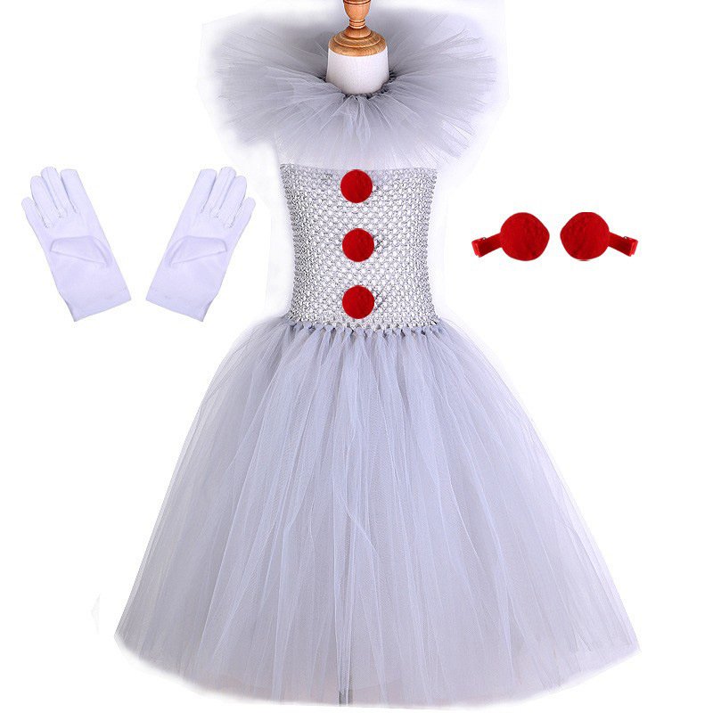 (90~100cm) Clown Halloween Fancy Dress Kids Bad Girl Costume