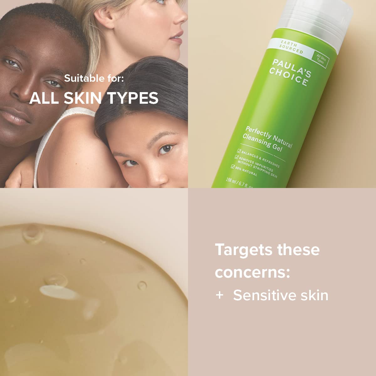 Paulas Choice EARTH SOURCED Cleanser Gentle Gel Face Wash with Natural Ingredients Removes Impurities Make Up for Soft Radiant Skin All Skin Types