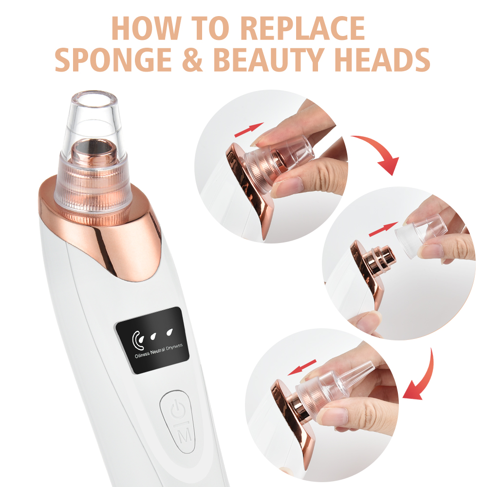 Blackhead Remover Vacuum Facial Pore Cleaner Household Electric Acne Comedone Whitehead Extractor Tool LCD Display Skin Car Device  For Women And Men