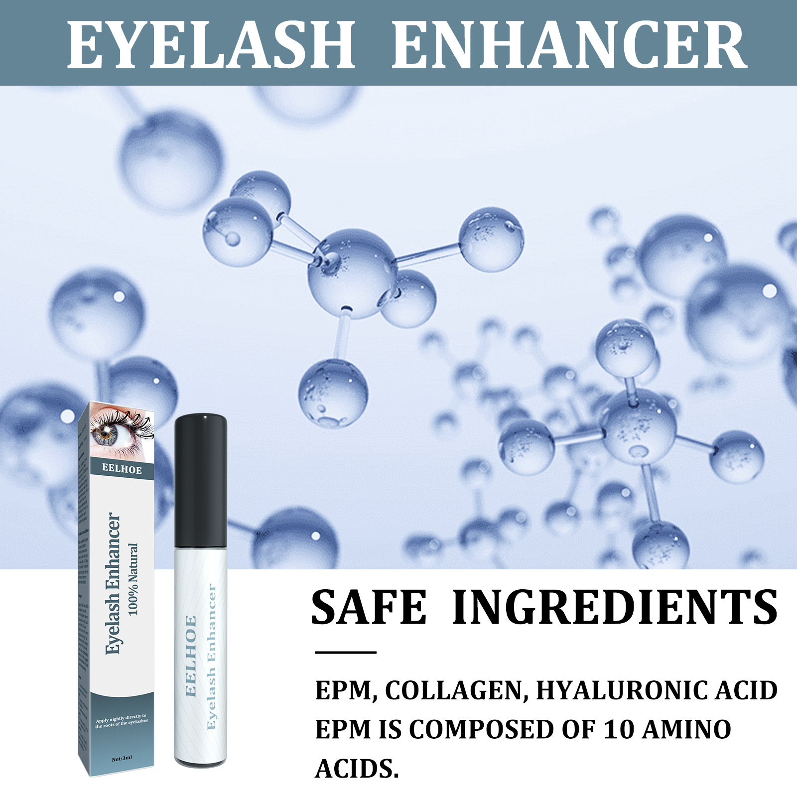 Eyelash Enhancer Traceless Lash Nutrition Serum Eyelash Growth Liquid for Longer Thicker And Darker Eyelashes 3ml