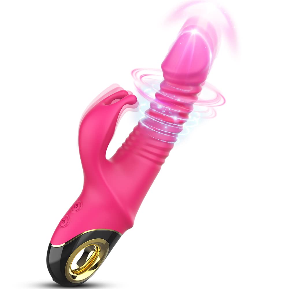 (Purple) Thrusting G-spot Rabbit Vibrator for Women Adult Sex Toys for Female Solo Realistic Silicone Dildo G Spot Massager for Clitoral Anal Stimulation