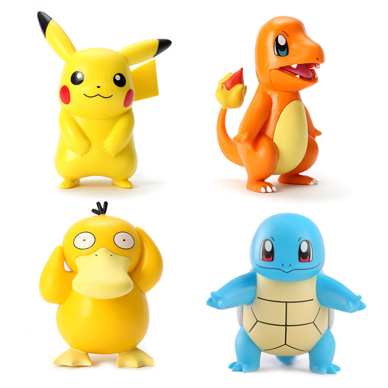 (Pikachu) Pokemon Toys Pikachu Charmander Psyduck Squirtle Jigglypuff Bulbasaur Anime Figures Pikachu Kawaii Model Ornaments Decoration Collection Kids Gift