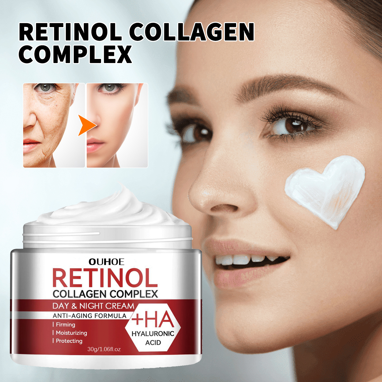 Retinol Face Moisturizing Cream Night And Day Cream Wrinkle Removing Cream Anti Aging Firming Lifting Fade Fine Lines Brightening Skin Care Protuct
