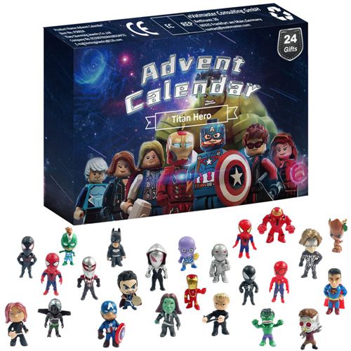 Christmas Countdown Calendar Advent Calendar Christmas Holiday Toys 24 PCS Superhero Action Figures Super Hero Display Gifts for Kids and Fans