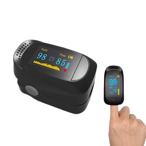 Fingertip Pulse Oximeter Blood Oxygen Saturation Monitor Heart Rate Monitor and SpO2 Levels With OLED Screen Black