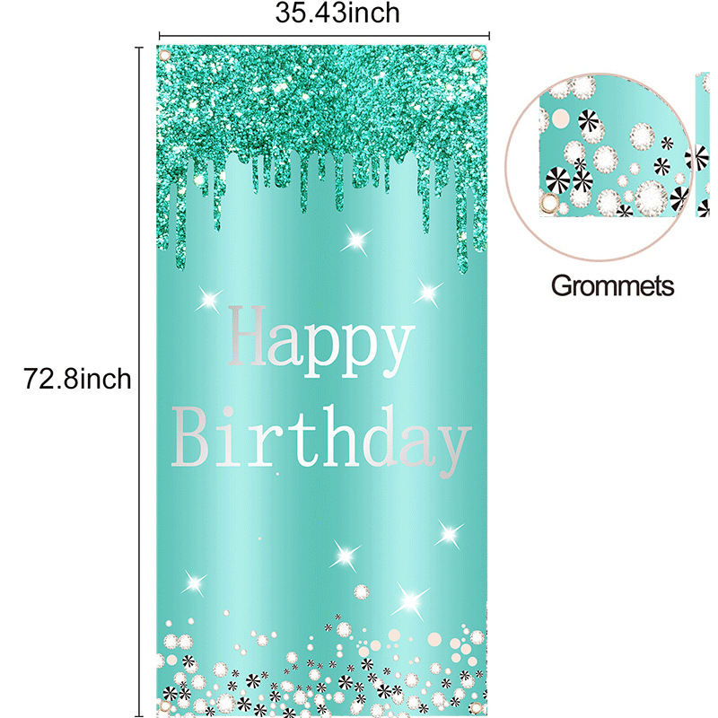 (Banner) Birthday Decorations Happy Birthday Banner Decorations Cheers to Birthday Party Suppiles Green Gold Backdrop for Birthday Party Favors Decor