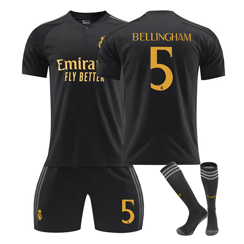 Football Kits Jersey Kit for Kids No.5 Bellingham Kit 2023 2024 Away Soccer Jerseys Boys Sportswear Tracksuit Football Training Shirts Shorts and Socks