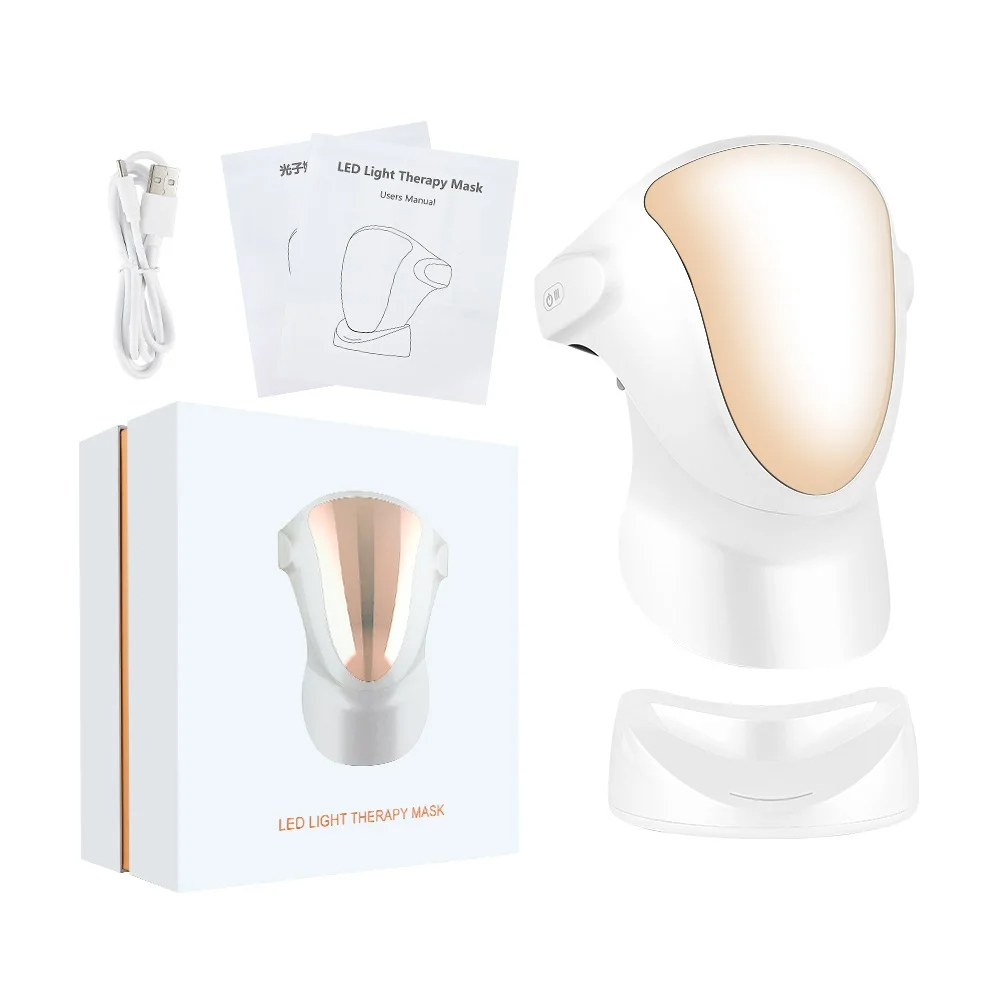 3 Colors LED Light Therapy Facial Mask Rechargeable Skin Care Wrinkle Acne Removal Face Beauty LED Mask