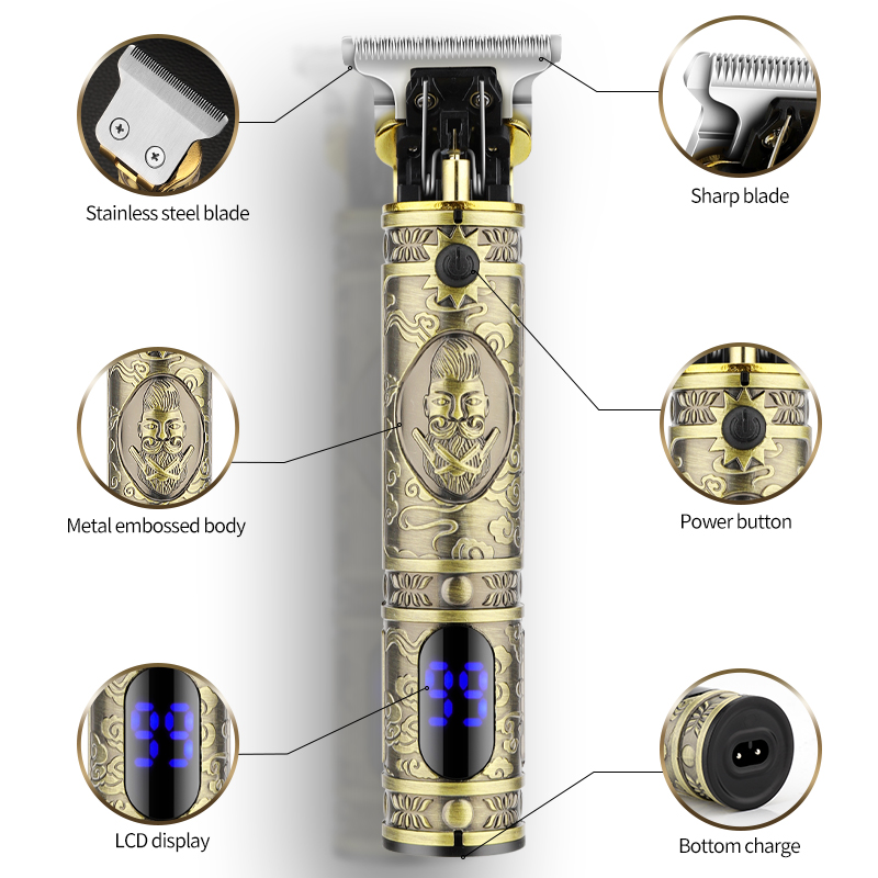 (Bronze) Hair Trimmer Professional Hair Clippers for Men Nose Beard Trimmer Shaver Cordless Barber Clippers Electric Razor Foil Shavers Men Haircut Grooming Kit