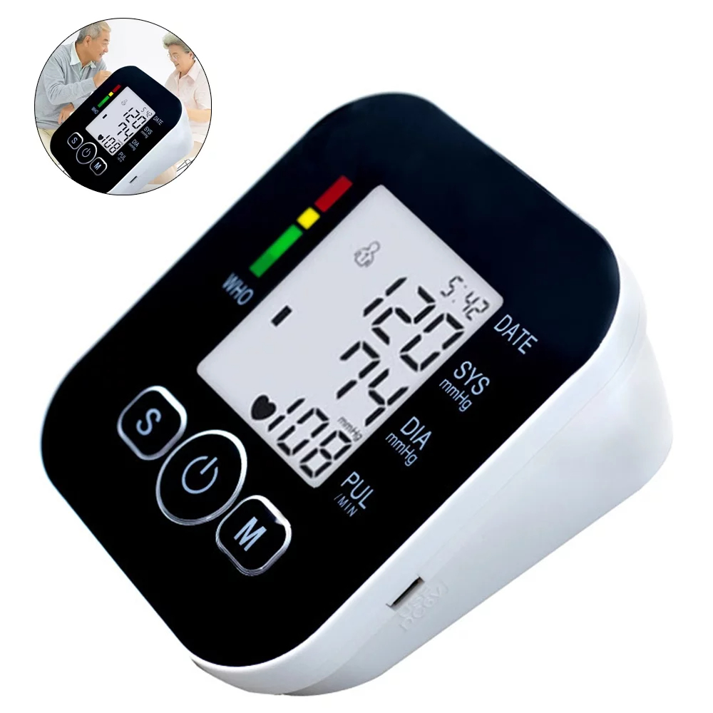 (White) Blood Pressure Monitors Manual Blood Pressure Kit Digital Upper Arm Blood Pressure Machine for Home Use Heart Rate Monitor BP Cuff Kit