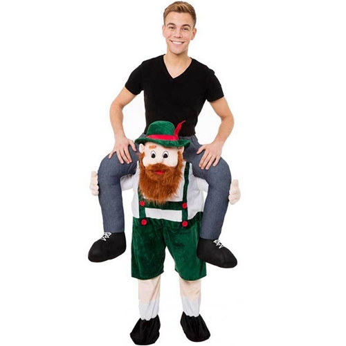 Oktoberfest Beer Guy Carry Mascot Costume Ride On Me Halloween Christmas Party Dress Green One size