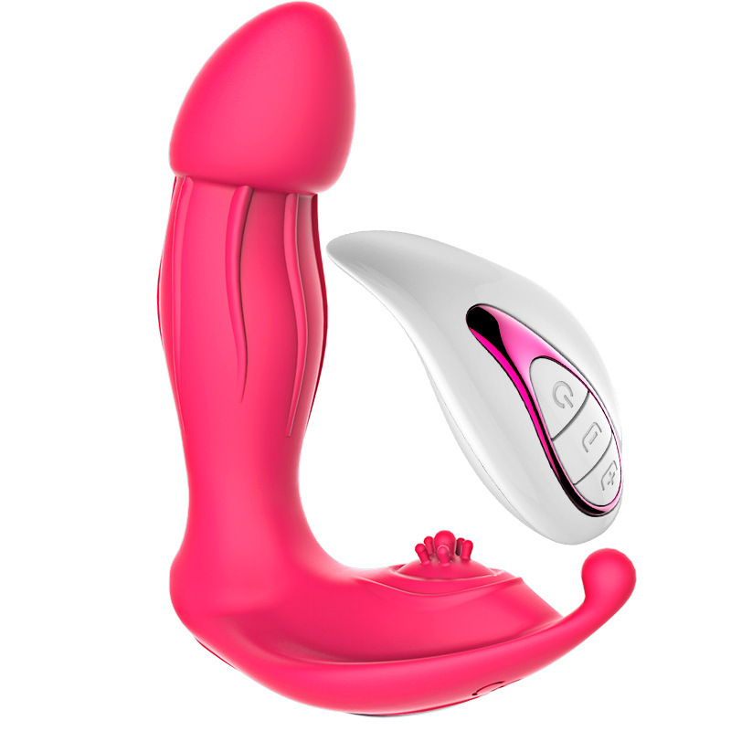 (Rose Red) Wearable Dildo Vibrator Anal Clit Stimulate G Spot Female Masturbator Remote Control Panties Vibrating Wireless Wearable Sex Toys Women Adult Products