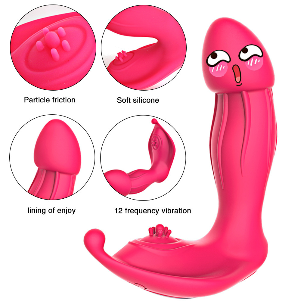 (Rose Red) Wearable Dildo Vibrator Anal Clit Stimulate G Spot Female Masturbator Remote Control Panties Vibrating Wireless Wearable Sex Toys Women Adult Products