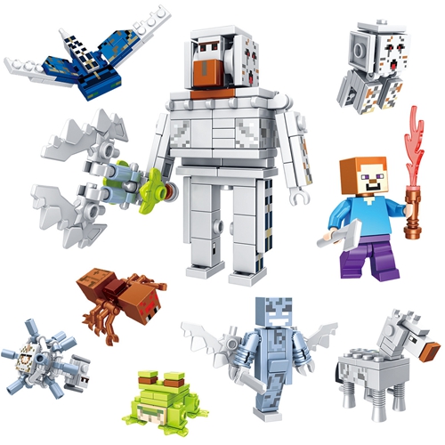Minecraft Compatible Building Block 8PCS Set Transformation Figurine Doll Mini Cartoon Characters Christmas Birthday Gifts Toys for Children