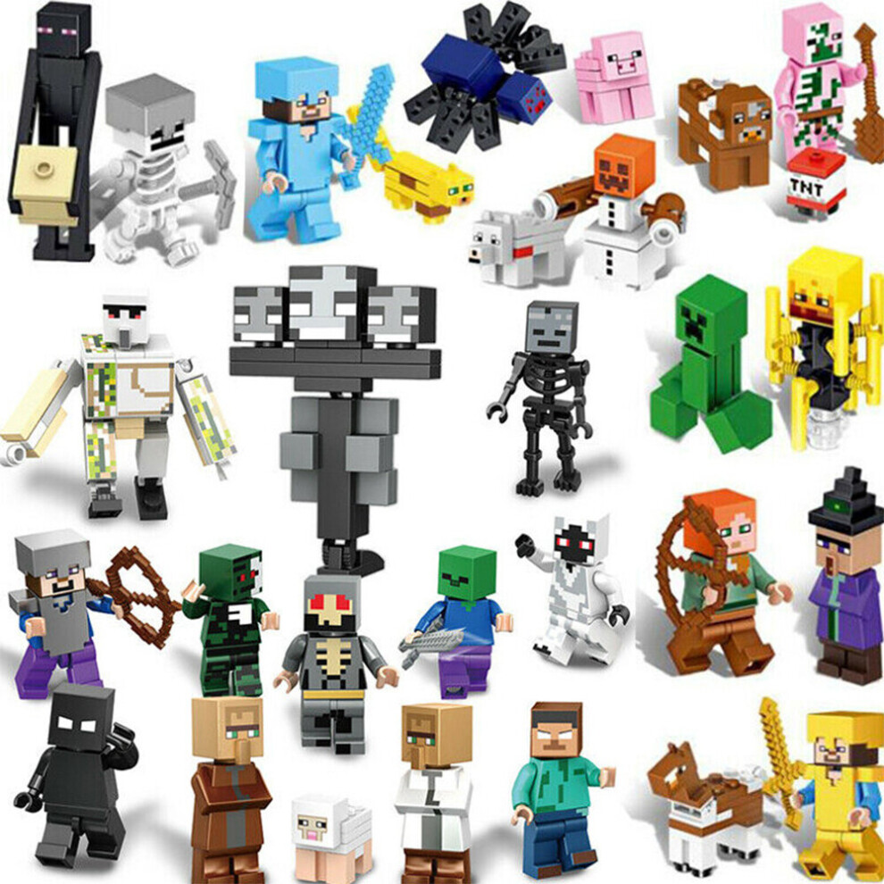 29 Pcs Minecraft Building Blocks Toys Game Character Mini-Figures Kits Collection Display
