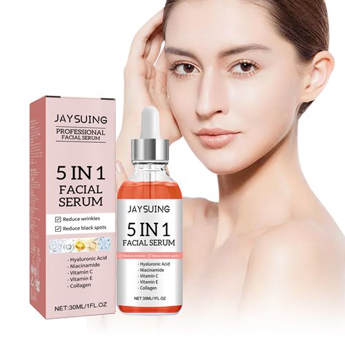Jaysuing 5 In 1 Facial Serum Fade Fine Lines Firming Skin Shrink Pores Moisturizing Hyaluronic Acid Face Serum