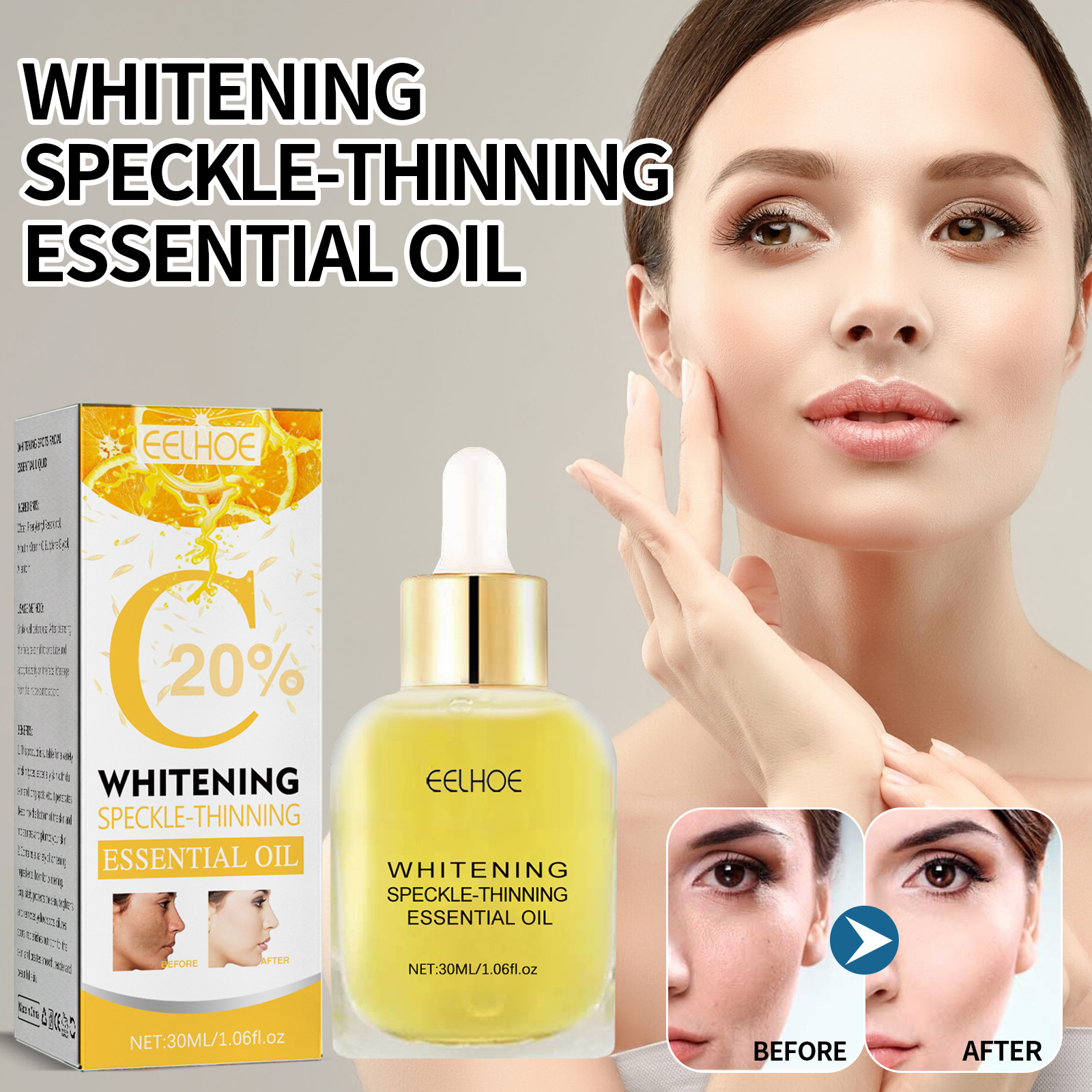 Vitamin C Whitening Freckles Serum Face Essence Remove Dark Spots Freckles Fade Melanin Nicotinamide Essence Brighten Lighten Moisturizing Facial Serum