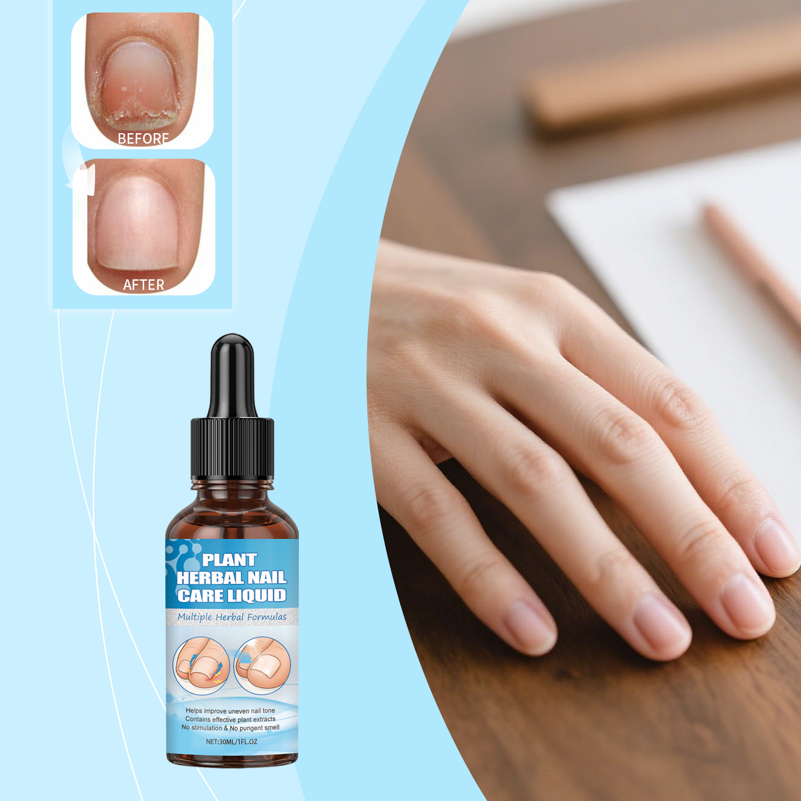 Plant Herbal Nail Care Liquid For Toenail Strength Repair Solution Hydrates Renew Damaged Discolored Foot ﻿